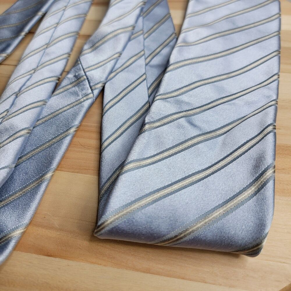 Boggi Milano Made in Italy Tie Striped Blue Silver Gray 3.5" x 59.5 - Picture 7 of 16
